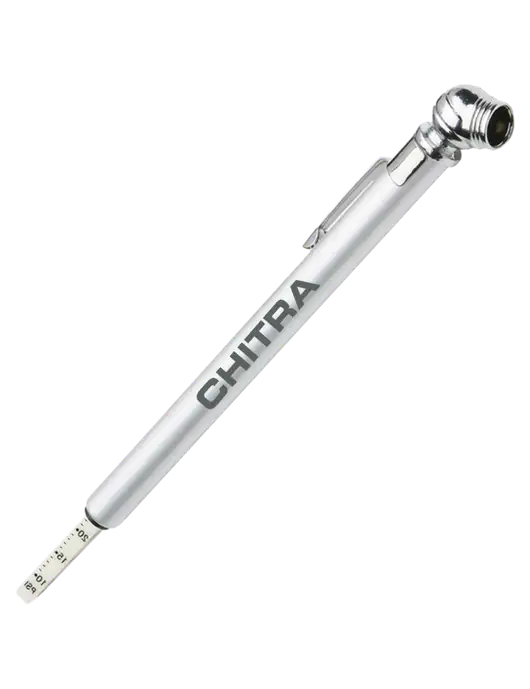 Quick View Silver Tire Gauge w/Chitra Logo