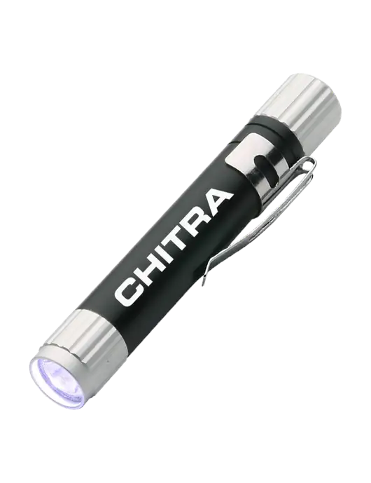 Black Aluminum LED Penlight w/Chitra Logo