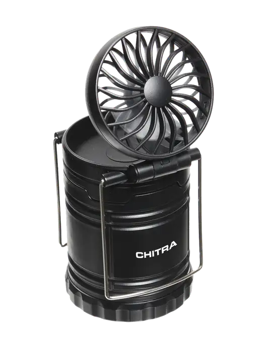 Black Retro Lantern with Fan w/Chitra Logo