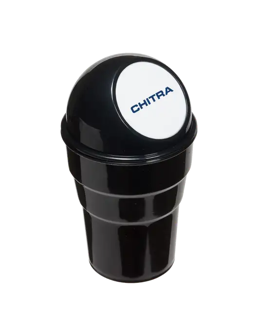 Black Car Cup Holder Trash Can w/Chitra Logo