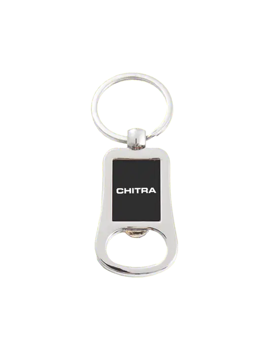 Silver & Black Bottle Opener Keychain w/Chitra Logo