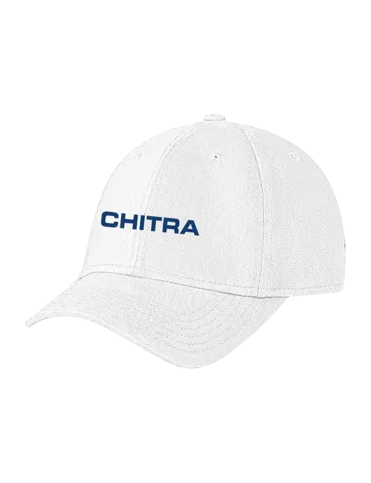 White Structured Soft Snap Closure Hook & Loop Cap w/Chitra Logo