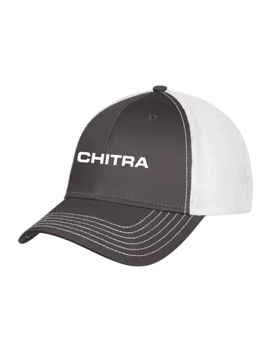 Dark Grey/White Mesh Trucker Cap Snap Back w/Chitra Logo
