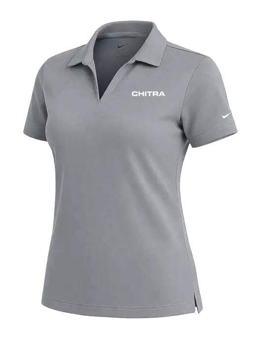 NIKE Medium Grey Womens Dri-Fit Micro Pique Polo w/Chitra Logo