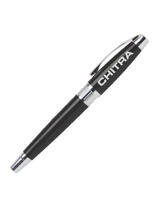 Masscotti Black Rollerball Pen - Black Ink w/Chitra Logo