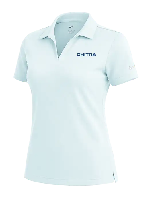 NIKE Very Light Blue Womens Dri-Fit Micro Pique Polo w/Chitra Logo