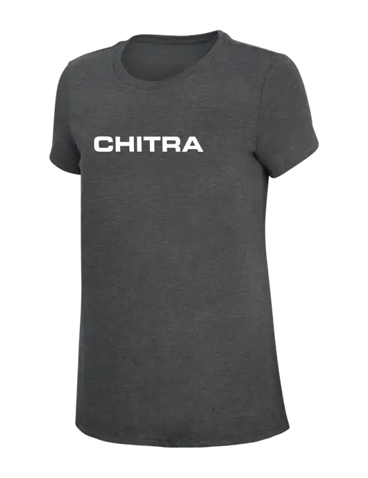Womens Simply Soft Charcoal 4.5oz Poly/Combed Ring Spun Cotton T-Shirt w/Chitra Logo