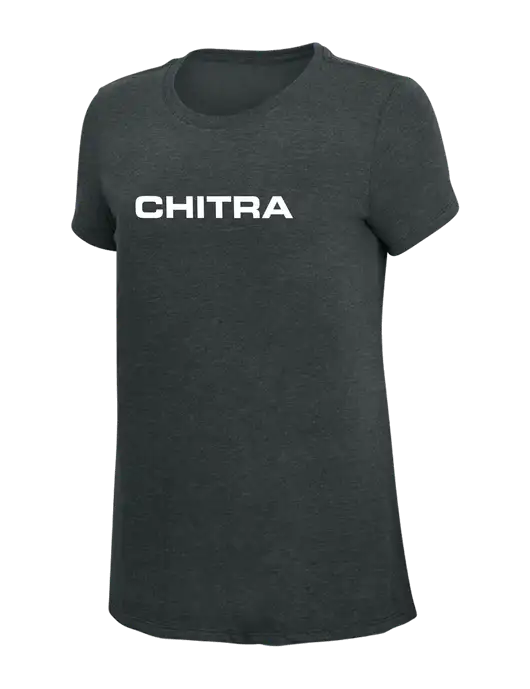 Womens Simply Soft Black Frost 4.5oz Poly/Combed Ring Spun Cotton T-Shirt w/Chitra Logo