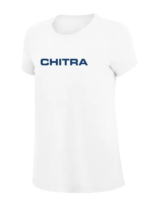 Womens Simply Soft White 4.5oz Poly/Combed Ring Spun Cotton T-Shirt
 w/Chitra Logo