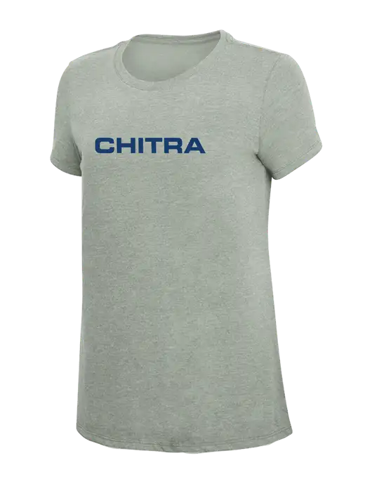 Womens Simply Soft Heathered Light Grey 4.5oz Poly/Combed Ring Spun Cotton T-Shirt w/Chitra Logo