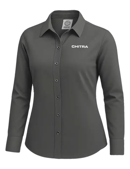 Brooks Brothers Womens Dark Grey Wrinkle-Free Stretch Nailhead Shirt w/Chitra Logo