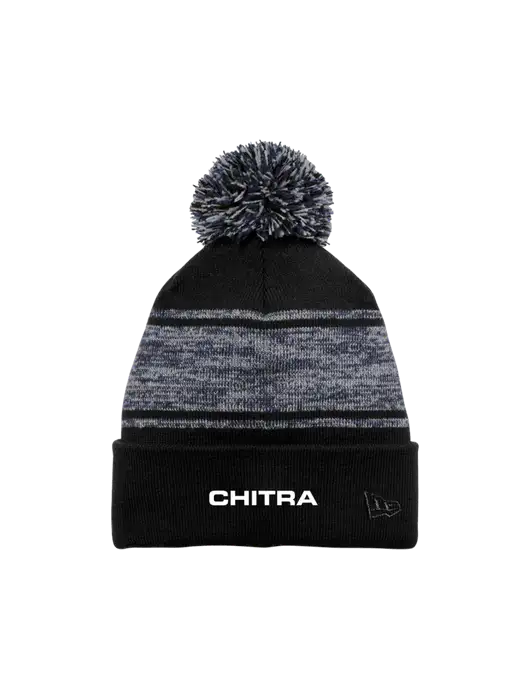 New Era Black/Navy Knit Chilled Pom Beanie w/Chitra Logo