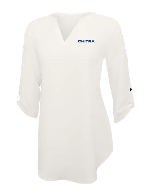 Ivory Womens 3/4 Sleeve Tunic Blouse w/Chitra Logo