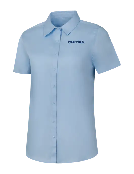Womens Light Blue Short Sleeve Superpro React Twill Shirt w/Chitra Logo