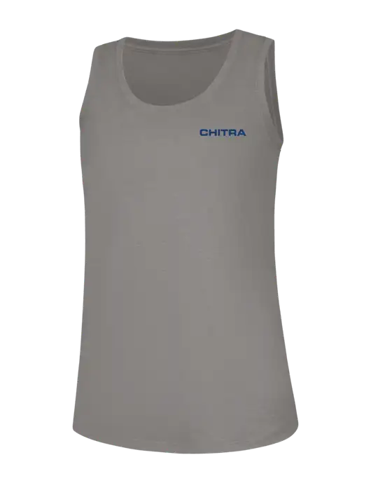 Womens Light Grey Frost Perfect Tri Racerback Tank w/Chitra Logo