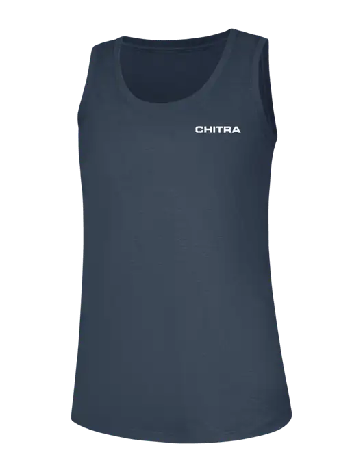 Womens Navy Frost Perfect Tri Racerback Tank w/Chitra Logo