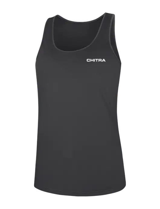 Womens Dark Grey PosiCharge Competitor Racerback Tank w/Chitra Logo