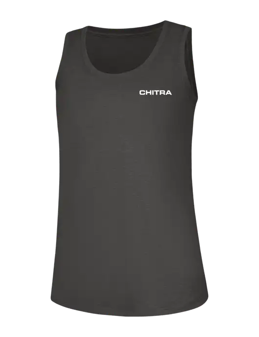 Womens Dark Grey Heather Perfect Tri Racerback Tank w/Chitra Logo