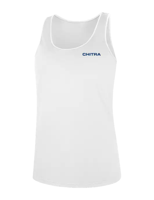 Womens White Perfect Tri Racerback Tank w/Chitra Logo