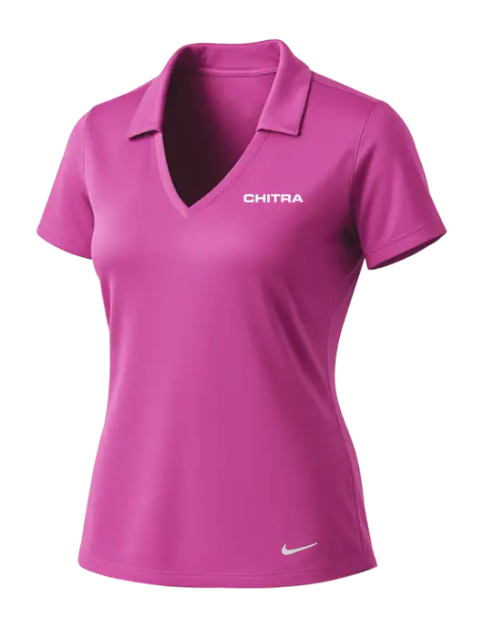 NIKE Pink Fire Womens Dri-Fit Vertical Mesh Polo w/Chitra Logo