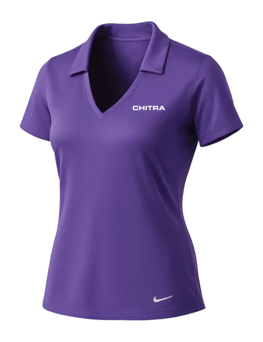 NIKE Purple Womens Dri-Fit Vertical Mesh Polo w/Chitra Logo