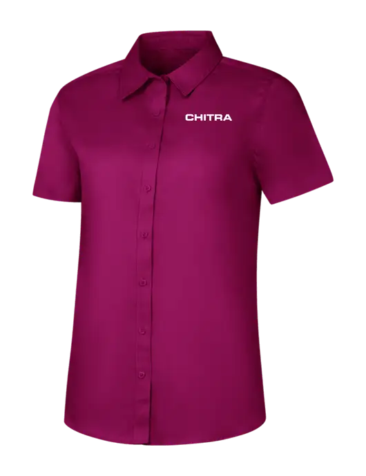 Womens Dark Fucia Short Sleeve Superpro React Twill Shirt w/Chitra Logo