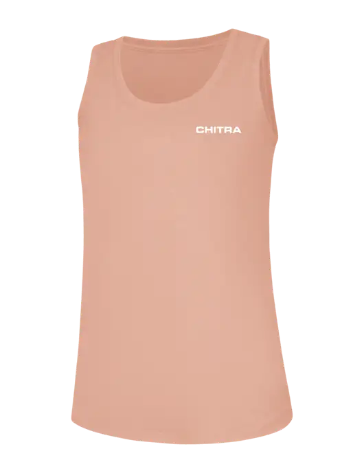 Womens Peach Coral Heather Perfect Tri Racerback Tank w/Chitra Logo
