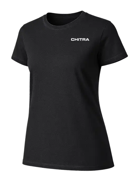 Womens Ring Spun Jet Black 4.5 oz T-Shirt w/Chitra Logo