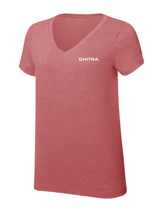 Womens Simply Soft V-Neck Blush Frost 4.5oz  Poly/Combed Ring Spun Cotton T-Shirt w/Chitra Logo