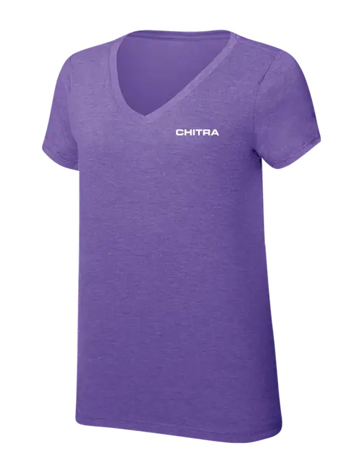 Womens Simply Soft V-Neck Purple Frost 4.5oz  Poly/Combed Ring Spun Cotton T-Shirt w/Chitra Logo